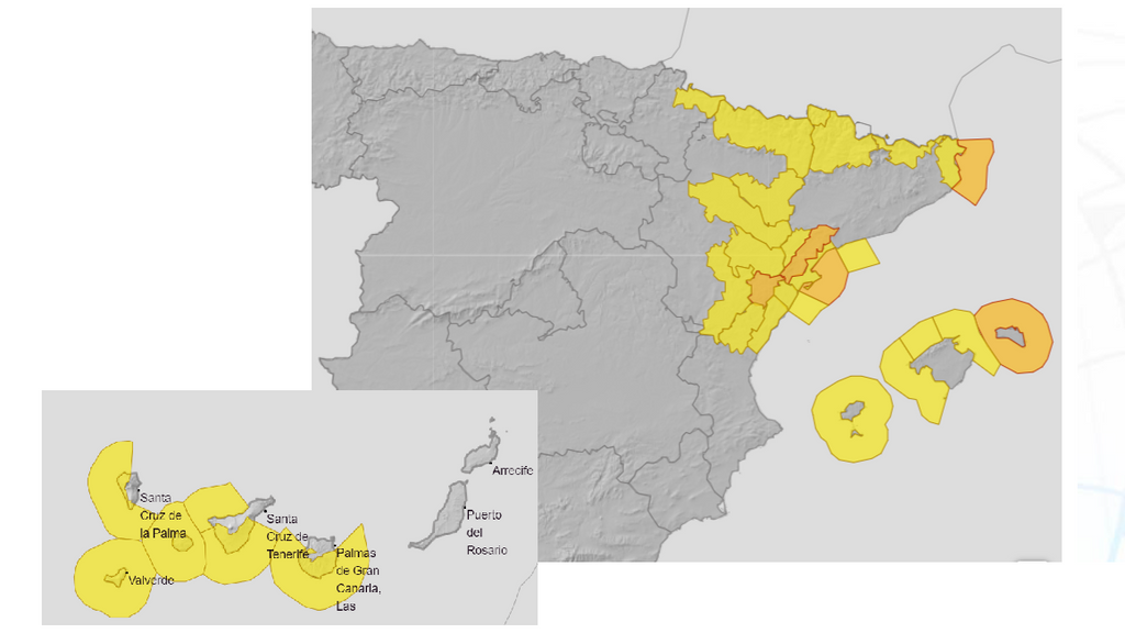 Avisos por lluvias, viento y temporal marítimo lunes, 28 agosto