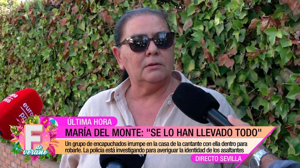 Primeras palabras de María del Monte tras sufrir un violento robo en casa Fiesta 2023 Programa 104