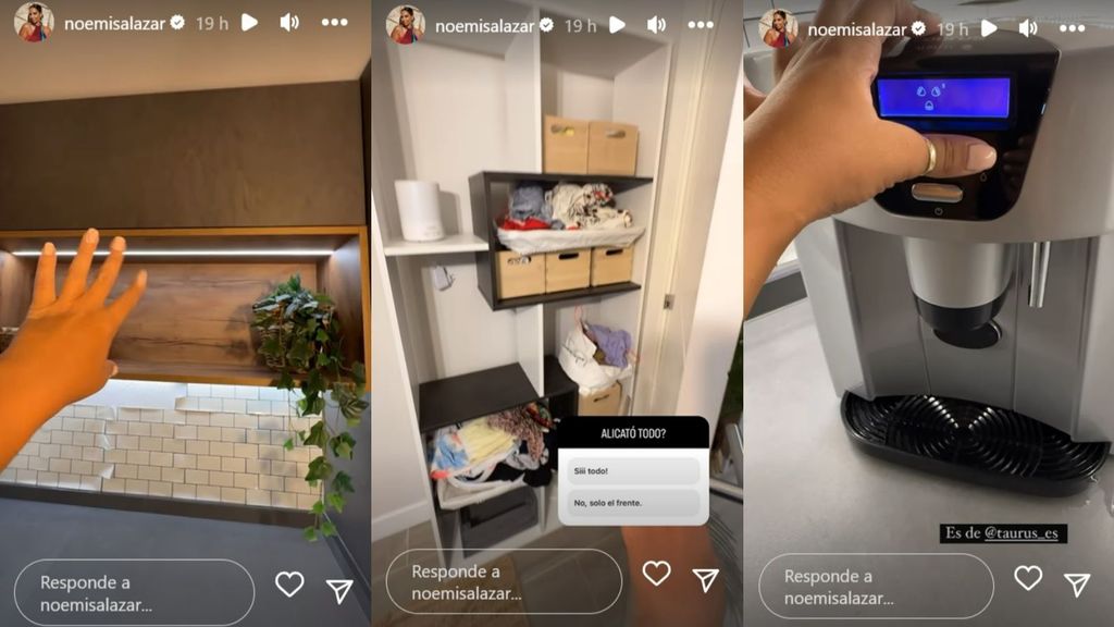 Noemí Salazar presume de los detalles de su lavandería: luces integradas en las estanterías y máquina de hielos