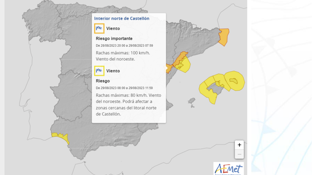Avisos por calor, lluvia, viento y olas martes, 29 agosto 2023