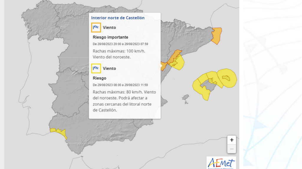 Avisos por calor, lluvia, viento y olas martes, 29 agosto 2023