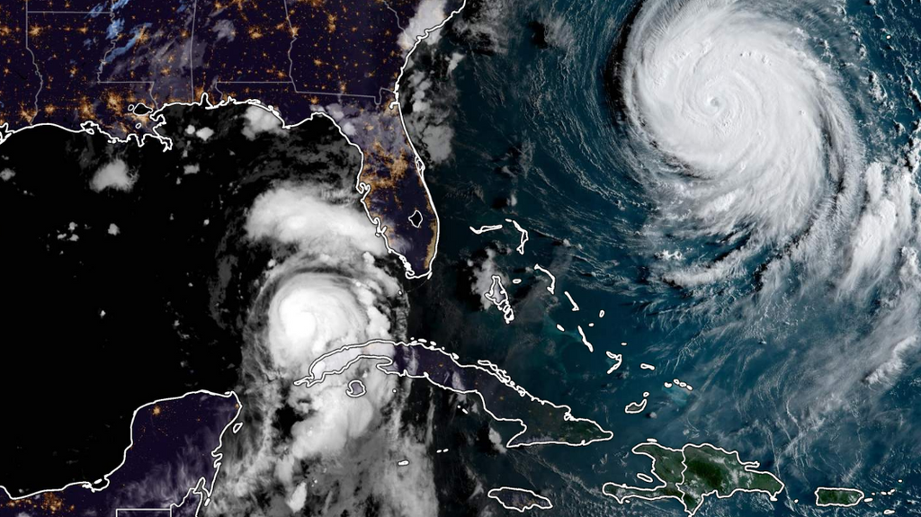 Huracanes Idalia y Franklin vistos por satélite