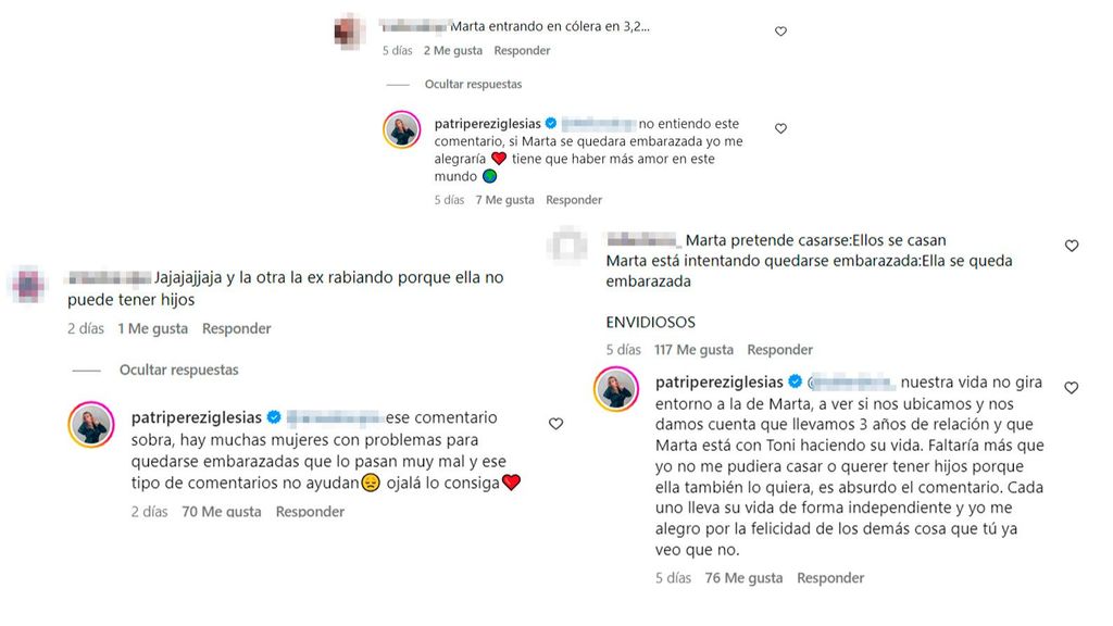 Algunas de las reacciones al embarazo de Patri y Lester