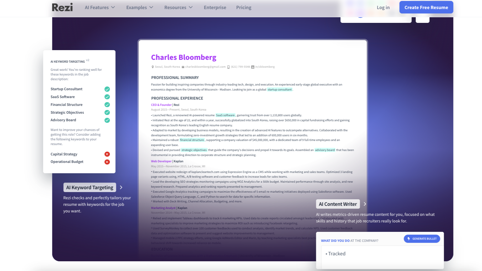 Rezi crea un curriculum con IA