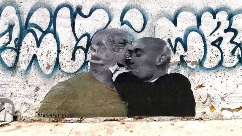 Aparece un mural de Luis Rubiales dando un beso a Mike Tyson en el barrio de Sants, Barcelona