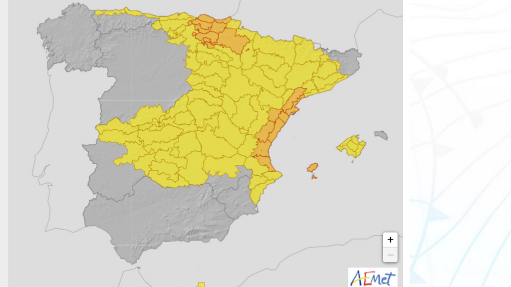 Avisos por lluvias y tormentas previstos para el sábado 2 sept