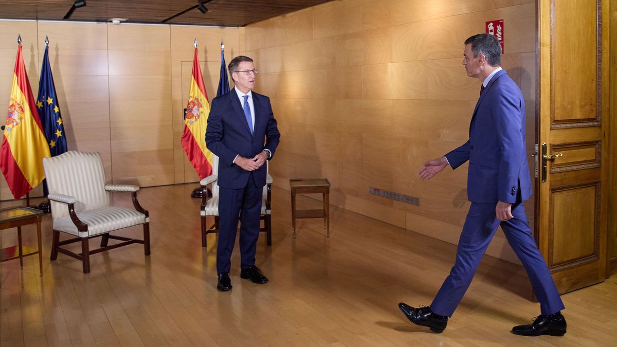 Pedro Sánchez llegando a la reunión con Feijóo el pasado miércoles en el Congreso