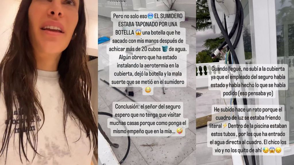 Carla Barber se queda sin luz en casa por culpa de unos cables que han hecho contacto con "la piscina" que se ha formado en la cubierta de su casa