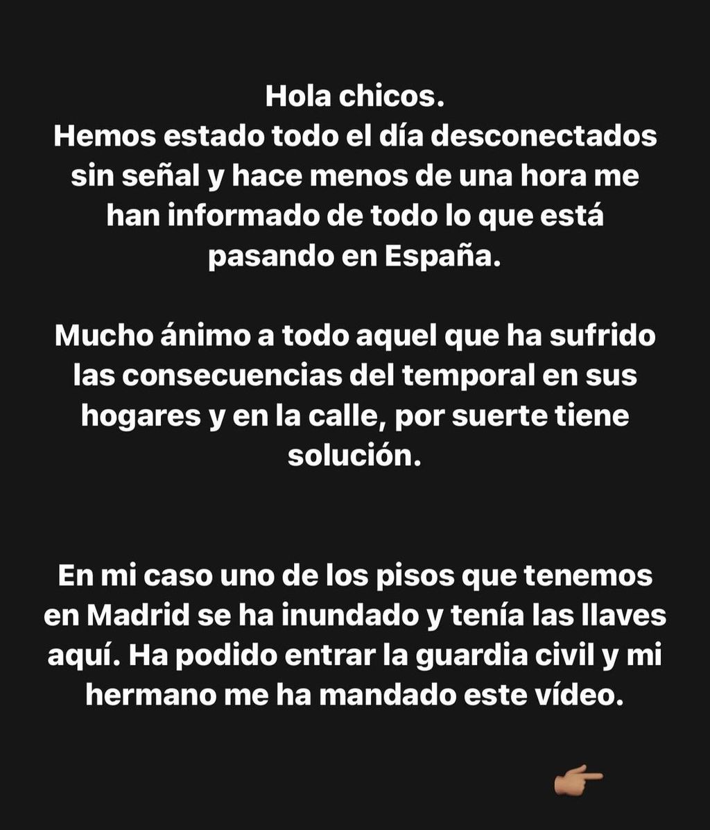 Sofía Suescun habla de la inundación que se ha producido en una de sus casas por la DANA