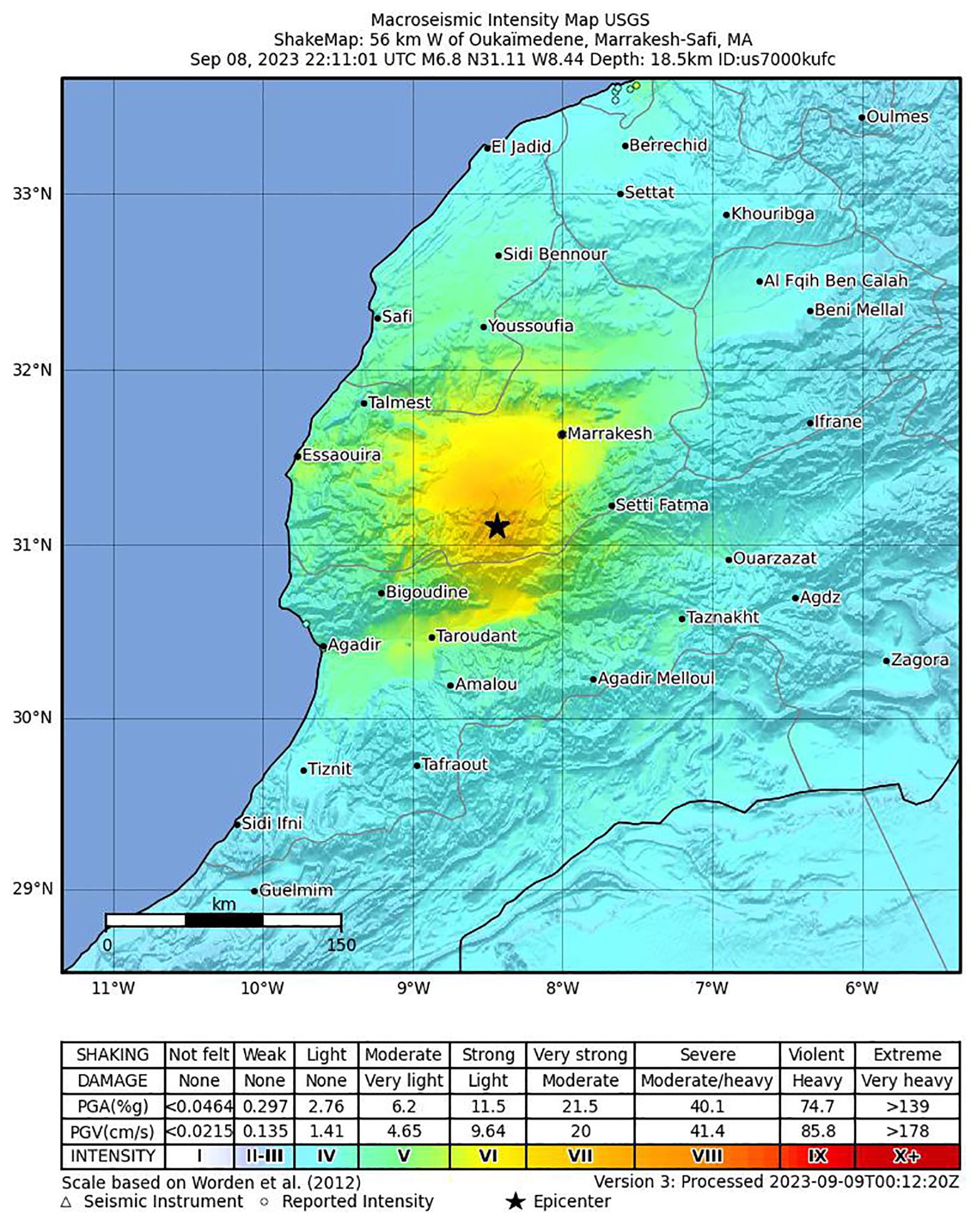 Un fuerte terremoto de magnitud 7 azota Marruecos