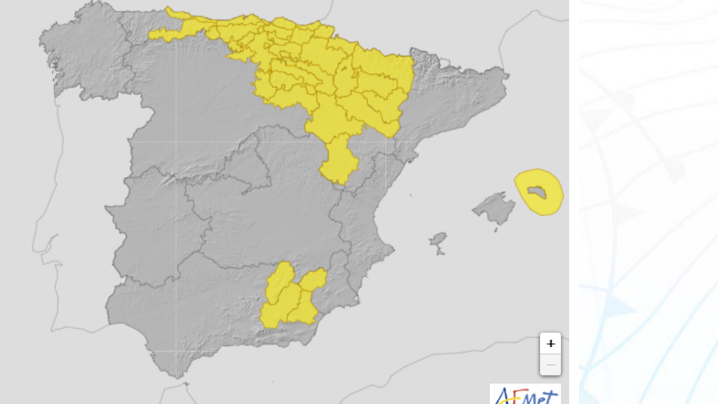 Avisos por lluvias, tormentas y rissagas previstos para el lunes 11