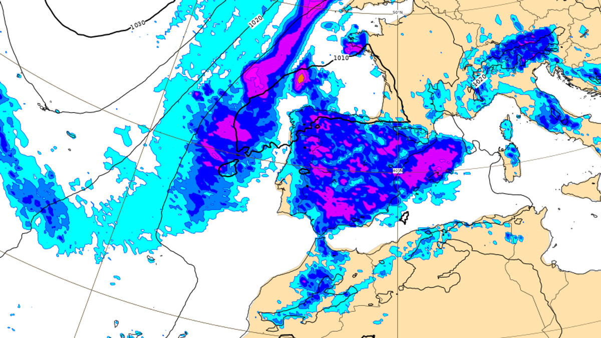 Lluvia prevista con la llegada de una borrasca el viernes 15