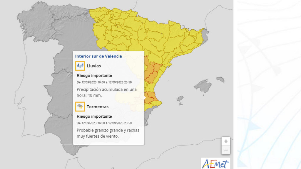 Avisos por lluvias y tormentas martes 12