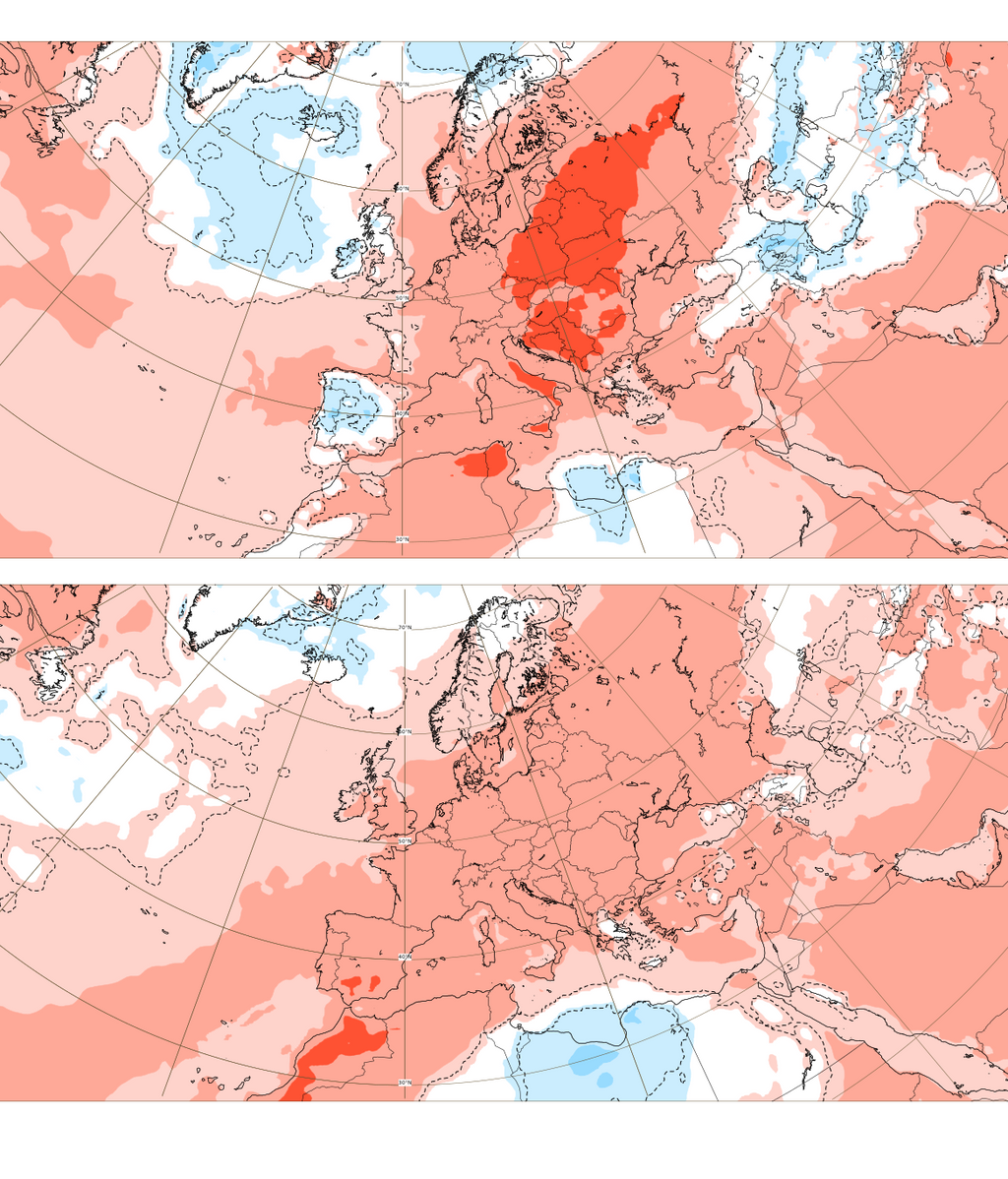 Anomalía de la temperatura prevista para las próximas semanas