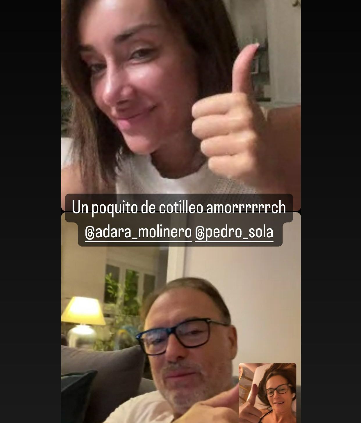 Adara Molinero, Elena Rodríguez y Pedro Solà, en pleno cotilleo