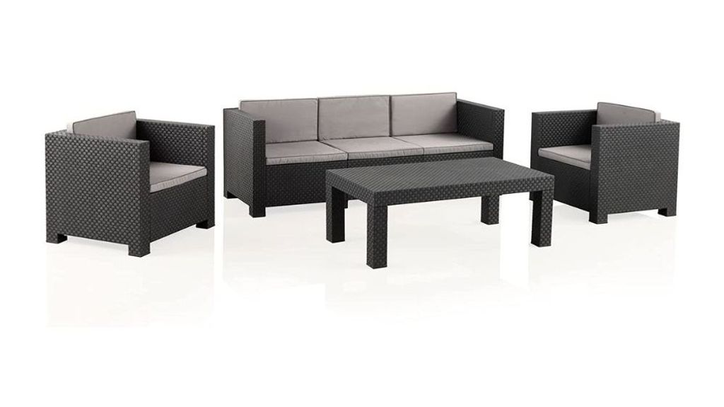 Set de muebles de jardín con sofá, sillones y mesa para 5 personas