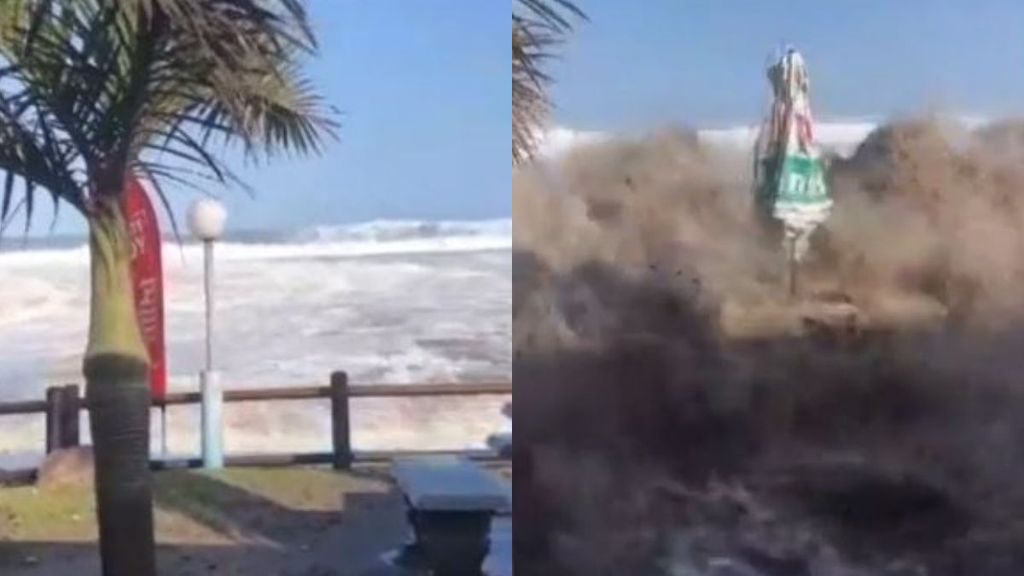 Una ola gigante arrasa un restaurante en Sudáfrica: una mujer muerta y al menos siete heridos