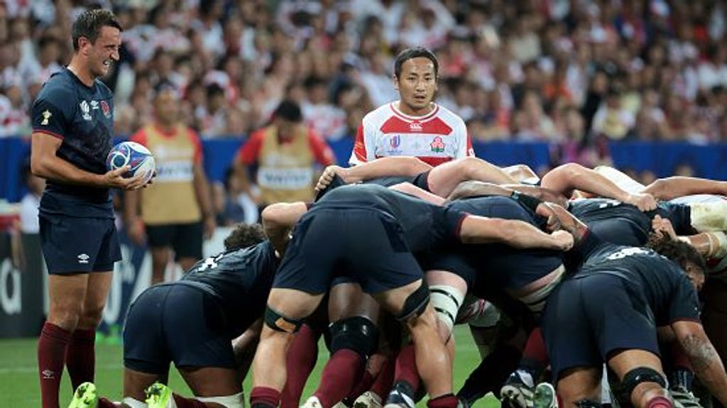 Imagen del partido entre Inglaterra y Japón de rugby