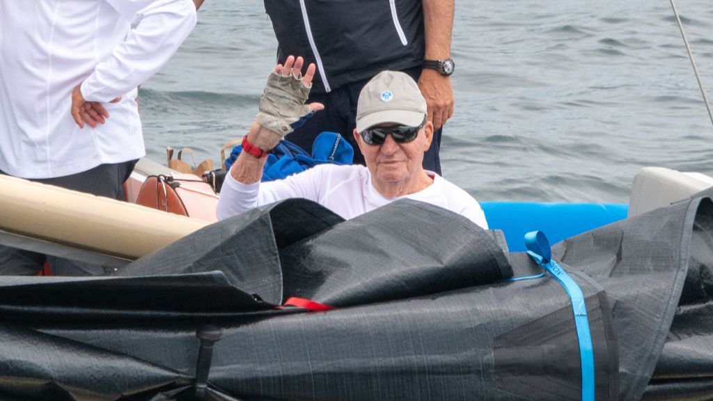 Juan Carlos I en su última visita a Sanxenxo, en julio de 2023.