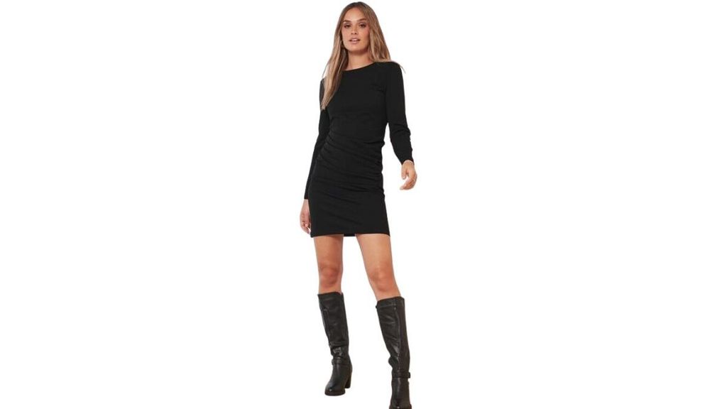 Vestido de manga larga fruncido