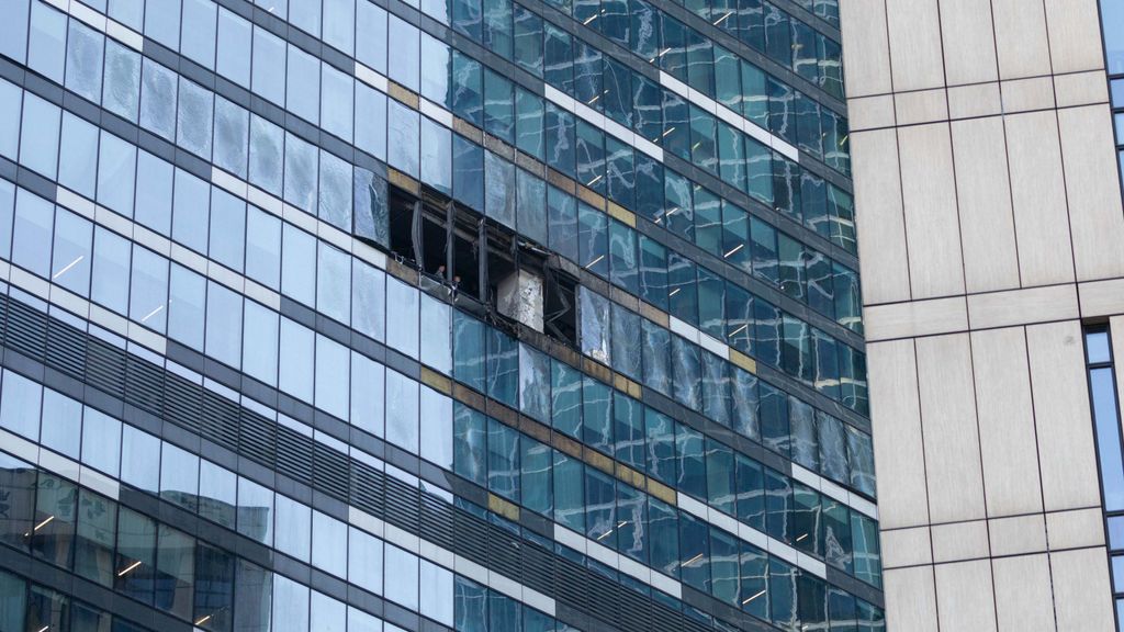 EuropaPress 5364424 moscow aug 2023    this photo taken on aug 2023 shows building damaged in
