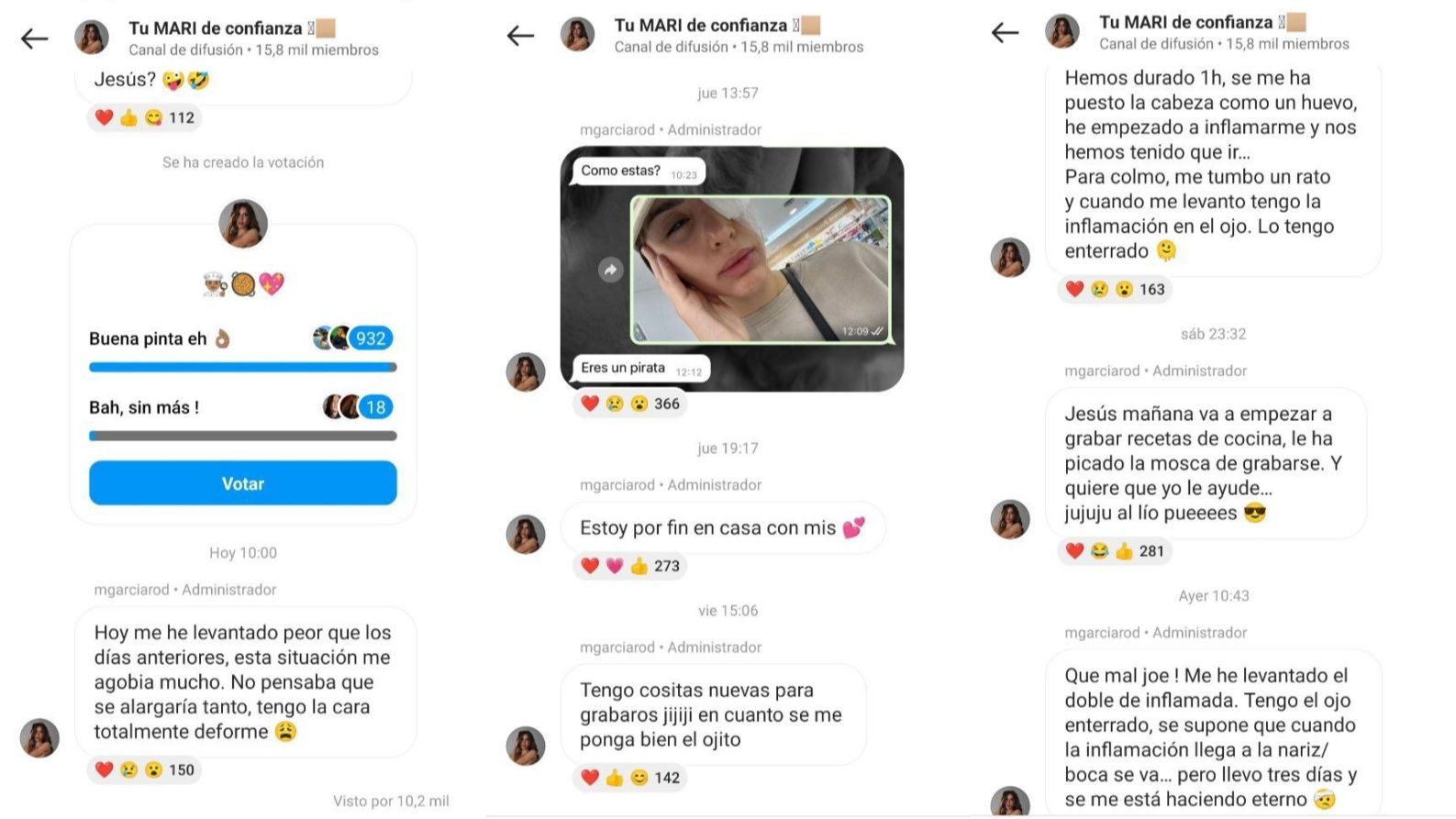 Marina García explica cómo se encuentra tras la intervención