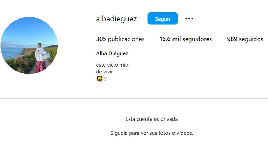 Perfil de Alba Diéguez en Instagram