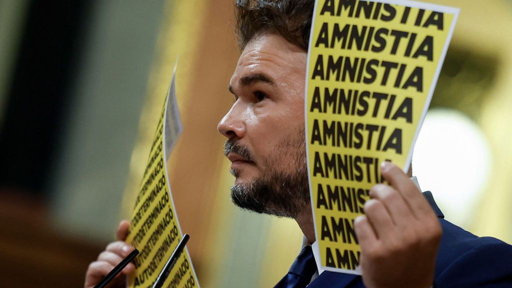 Rufián habla en catalán, da por hecha la amnistía, pide votar y Feijóo calla