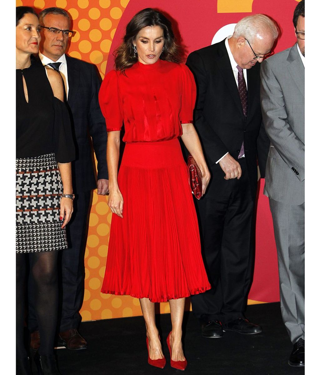 Spanish Queen Letizia Ortiz during 5 edition of “ Nacionales de la Industria de la Moda “ Awards in Madrid on Wednesday , 19 December 2018