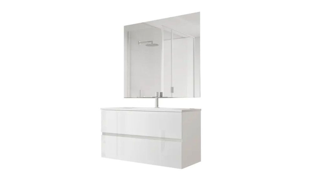 Mueble de baño con lavabo y espejo ZOE blanco