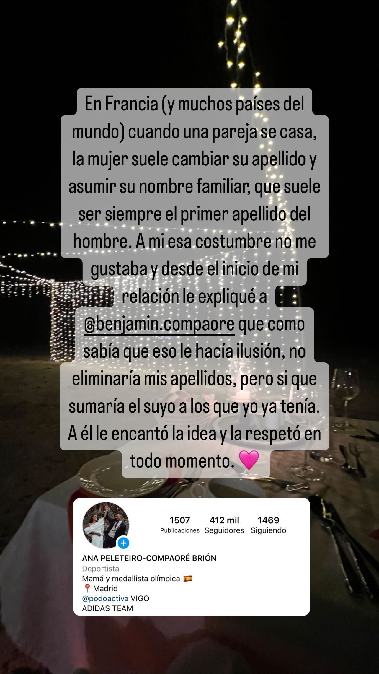 ¿Por qué ha cambiado Ana Peleteiro sus apellidos?