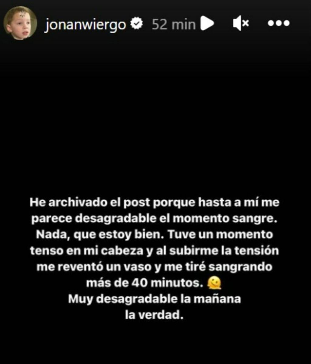 Jonan Wiergo aclara el motivo de su hemorragia