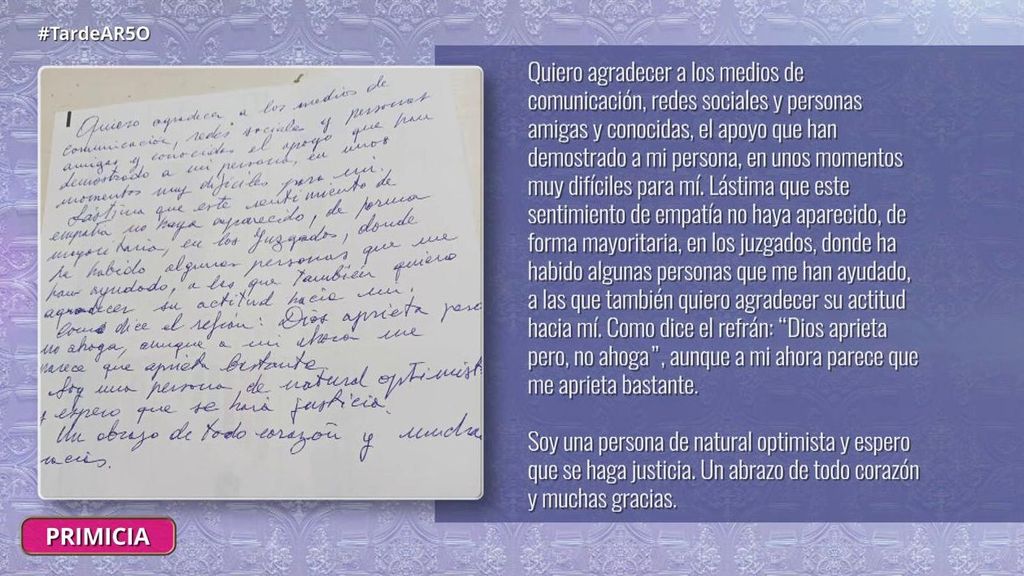 Exclusiva | La carta de Pau Rigo a 'TardeAR': "Dios aprieta pero no ahoga, aunque ahora a mí parece que me aprieta bastante"