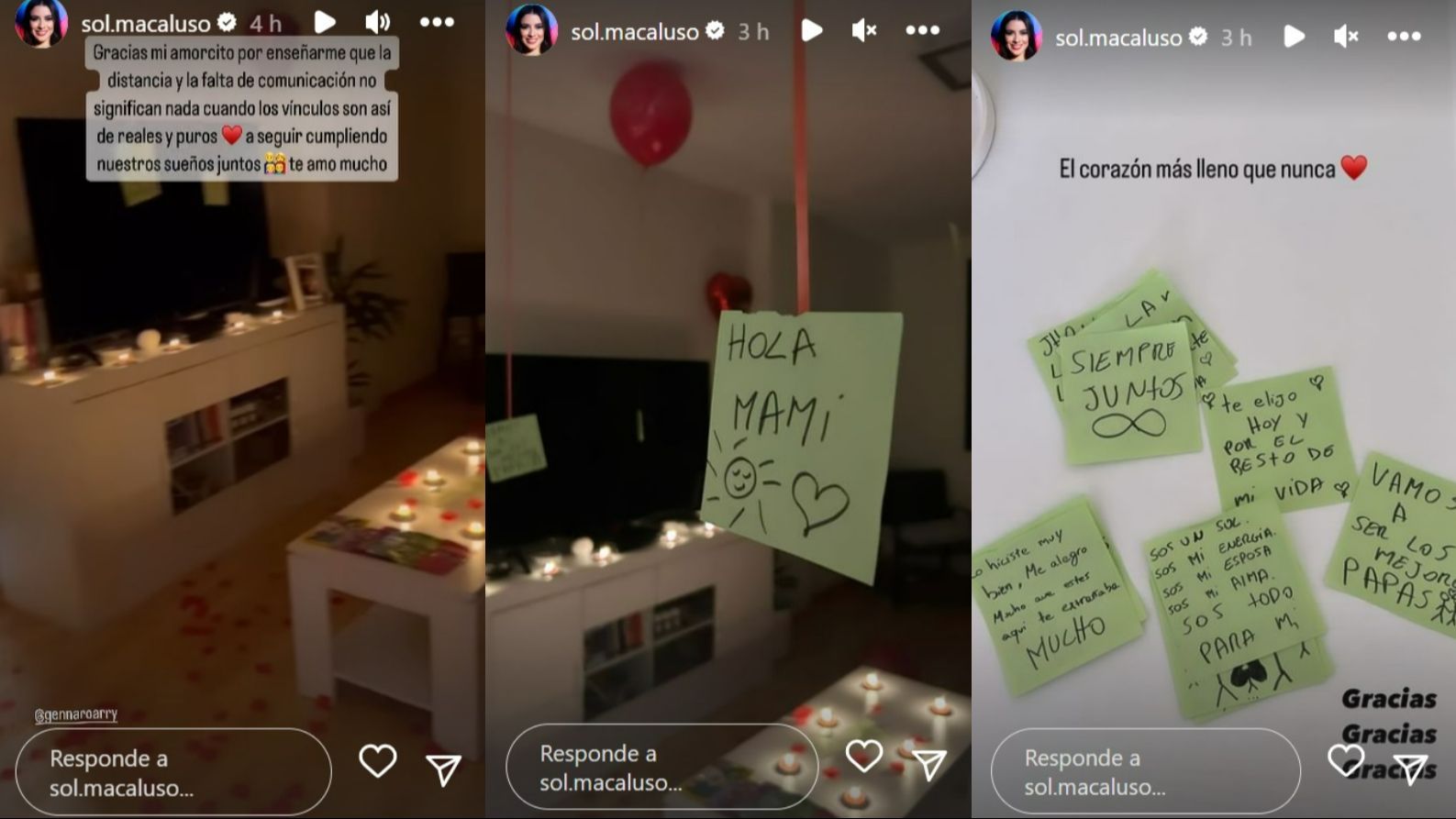 Sol Macaluso muestra la sorpresa de su novio