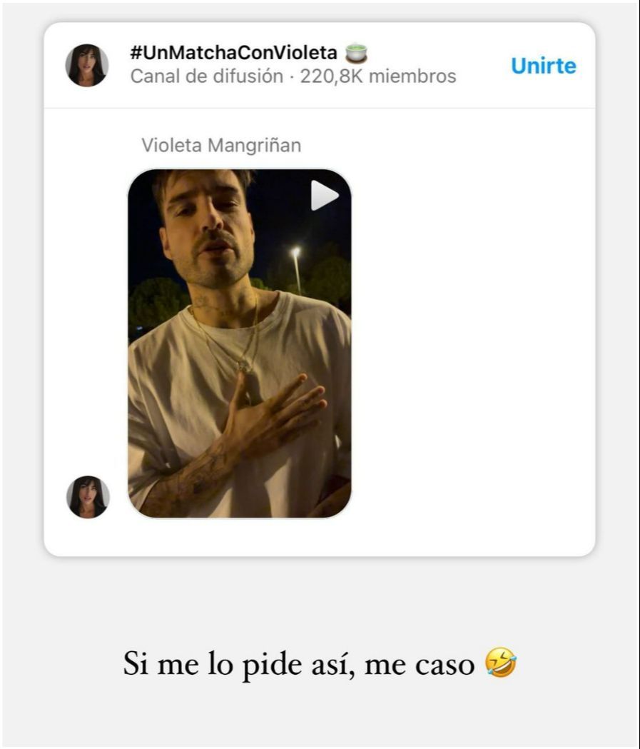 La respuesta de Violeta Mangriñán a la 'pedida de matrimonio' de Fabio Colloricchio