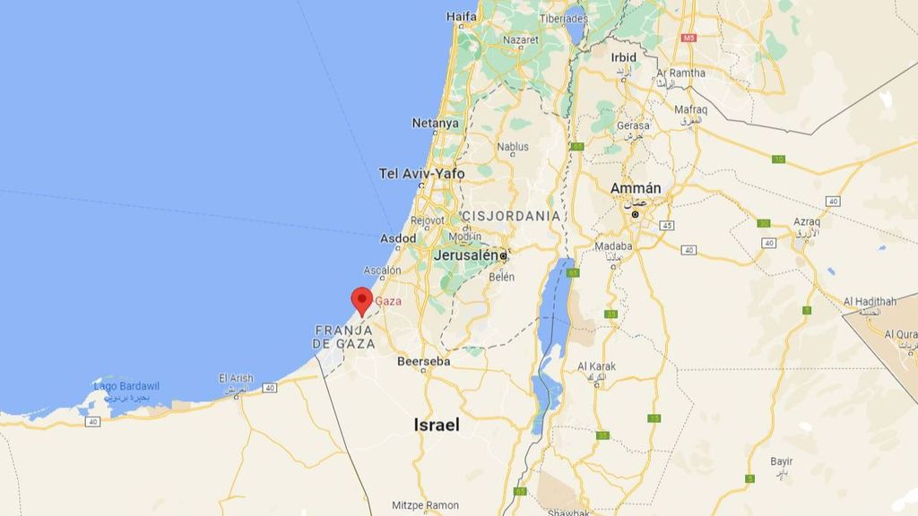 Mapa de la Franja de Gaza e Israel