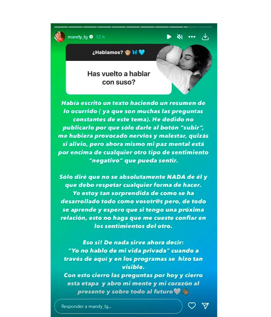 Amanda Perera explica qué tipo de relación tiene con Suso Álvarez en la actualidad