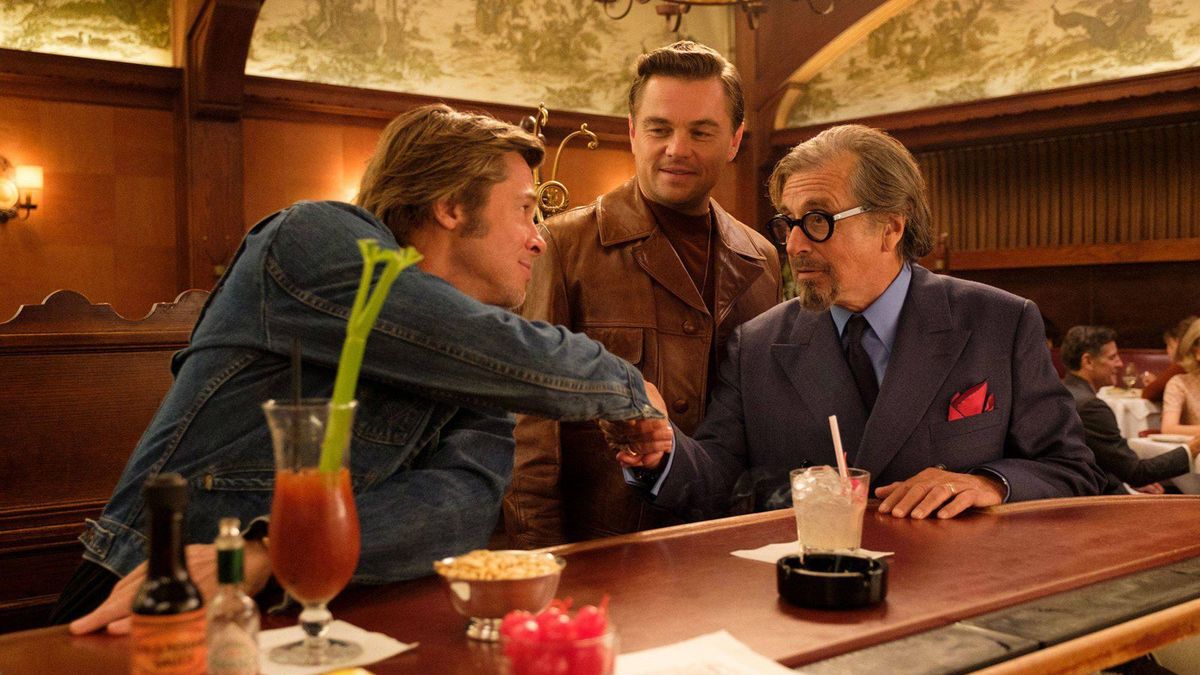 Brad Pitt, Leonardo DiCaprio y Al Pacino en 'Érase una vez en Hollywood'