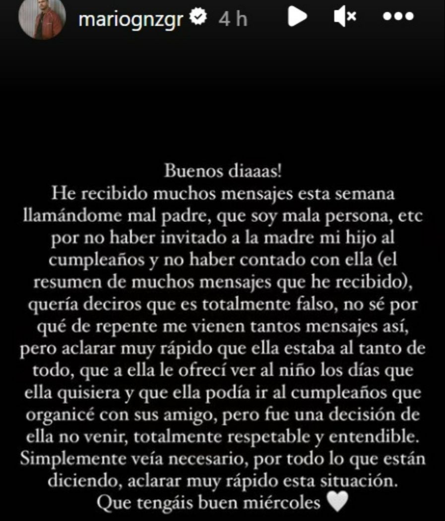 El comunicado de Mario González