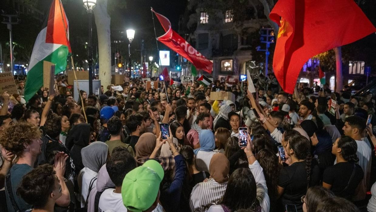 La manifestación ante la sede de la UE en Barcelona
