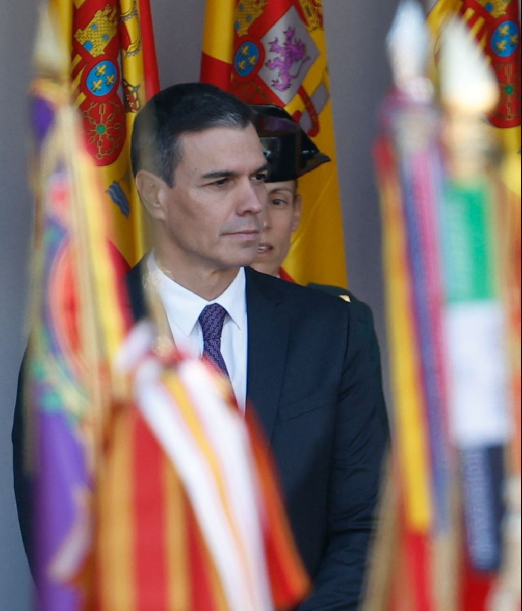 Pedro Sánchez en el desfile del Día de la Fiesta Nacional en Madrid