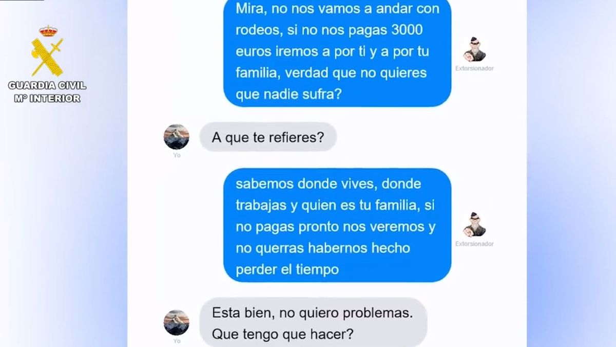 Mensajes de extorsión a una víctima