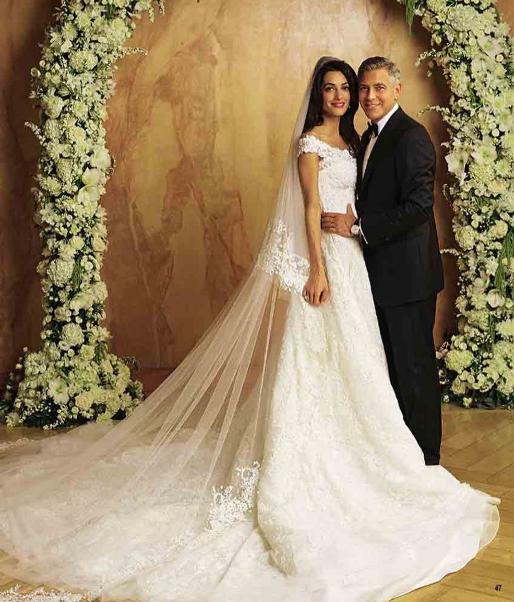 George Clooney y Amal Alamuddin en día de su boda.