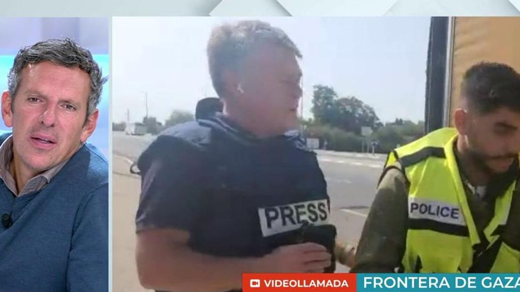 Un policía israelí interrumpe a nuestro reportero durante el directo para evitar que los tanques sean grabados