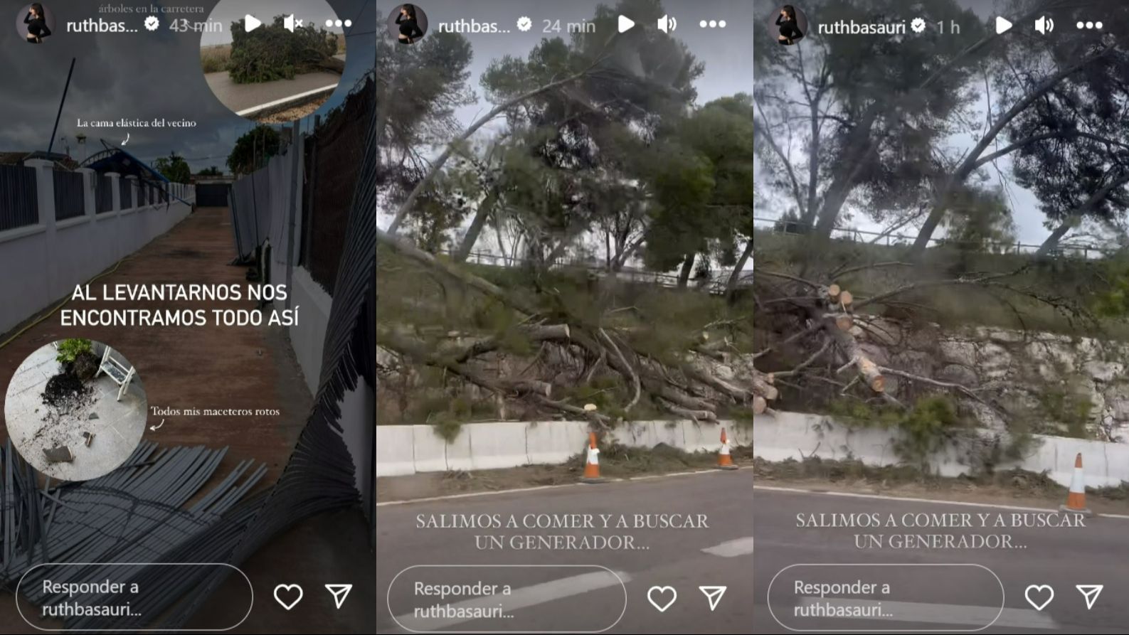 Ruth Basauri muestra los efectos de la borrasca en su zona