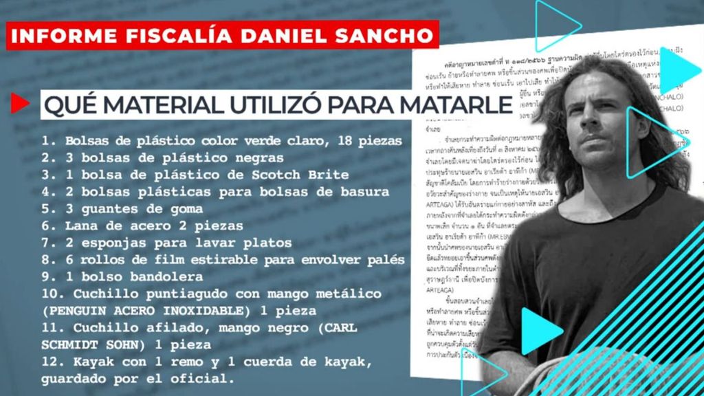 El informe de Fiscalía de Daniel Sancho: todo el material que usó en el crimen