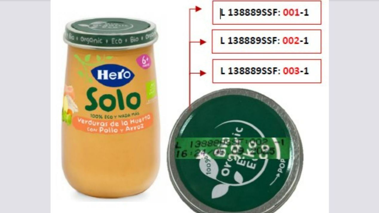 Tarritos de verduras de la huerta con pollo y arroz con presencia de apio no incluido en el etiquetado