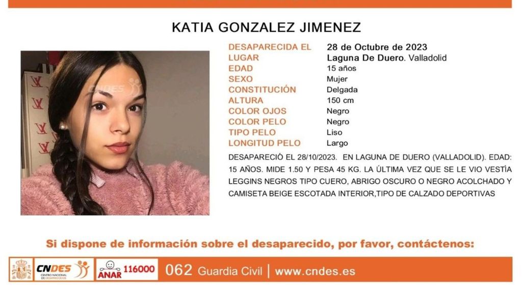 Katia González Jiménez, una menor de 15 años desaparecida en Valladolid