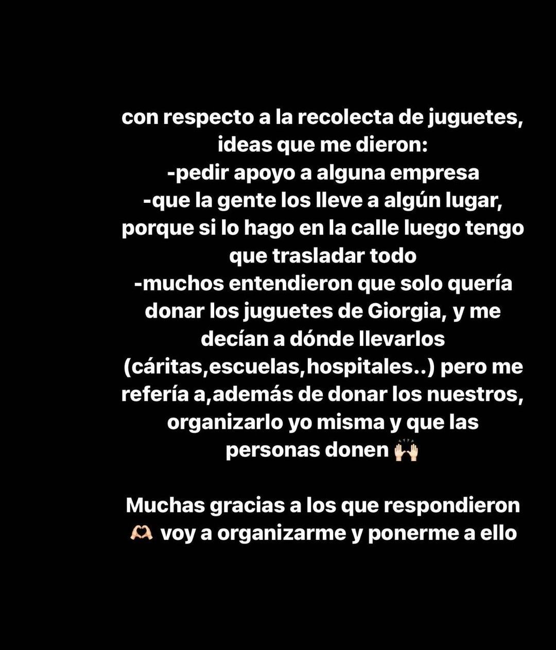 Ivana Icardi quiere organizar una recolecta de juguetes para los niños más necesitados