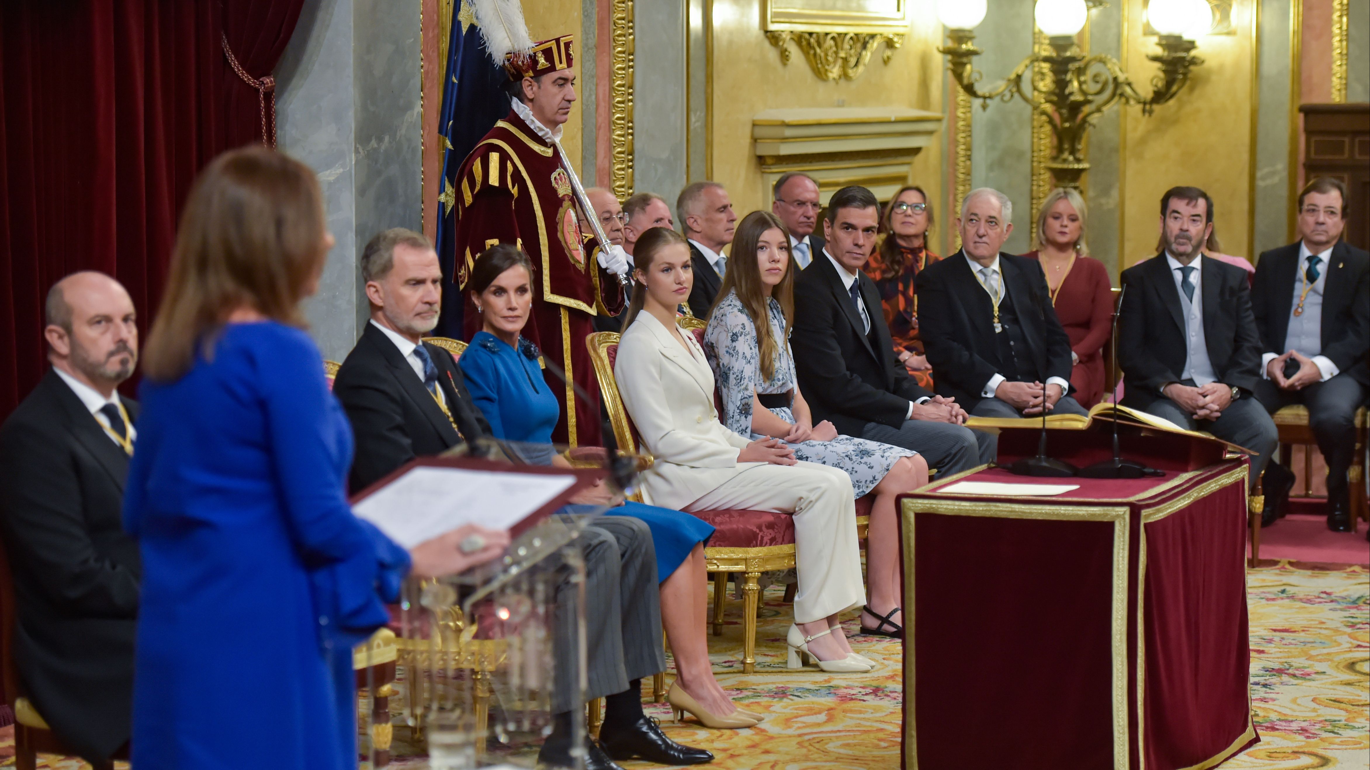La presidente del Congreso de los Diputados, Francina Armengol, durante la ceremonia de jura de la Constitución de Leonor de Borbón